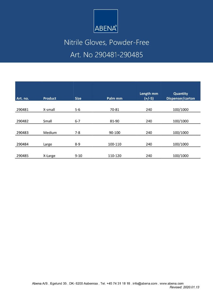 Abena Poedervrije Nitrile Handschoenen Maat M (10x100 ST) Abena