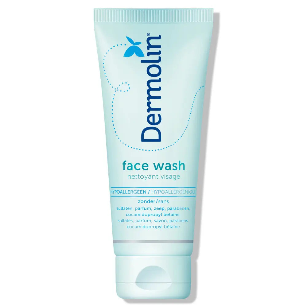 Dermolin face wash parfumvrij, milde reiniging speciaal voor de gevoelige huid