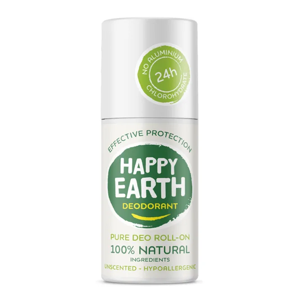 Happy Earth Pure deodorant roll-on unscented (75 ML) - Parfumvrij