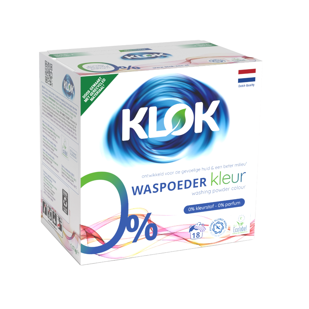 Klok Eco Waspoeder kleur parfumvrij (1170 GR) - Parfumvrij