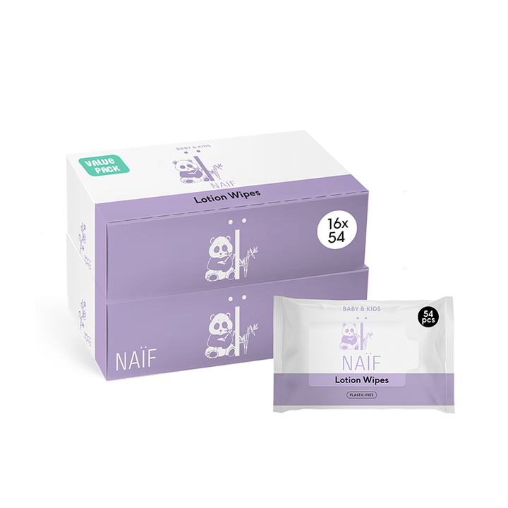 Naïf Plasticvrije Lotion Billendoekjes voor Baby & Kids (16x54 ST) - Parfumvrij
