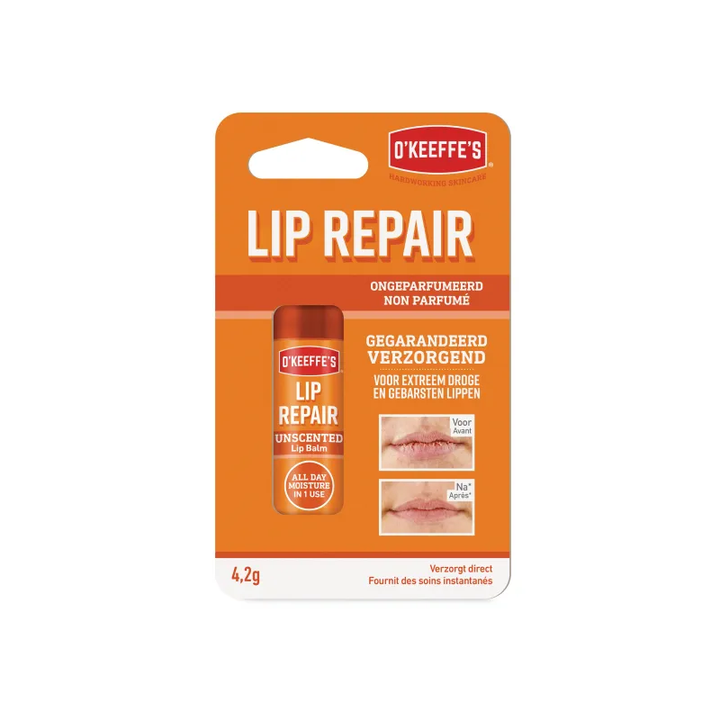O'keeffe's Lippenbalsem direct verzorgend voor extreem droge lippen zonder geurstoffen en parfum