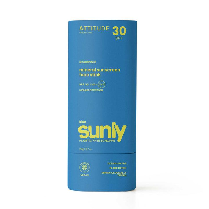 Parfumvrije zonnebrandstick SPF30 voor kinderen van Attitude Sunly, geschikt voor de gevoelige huid