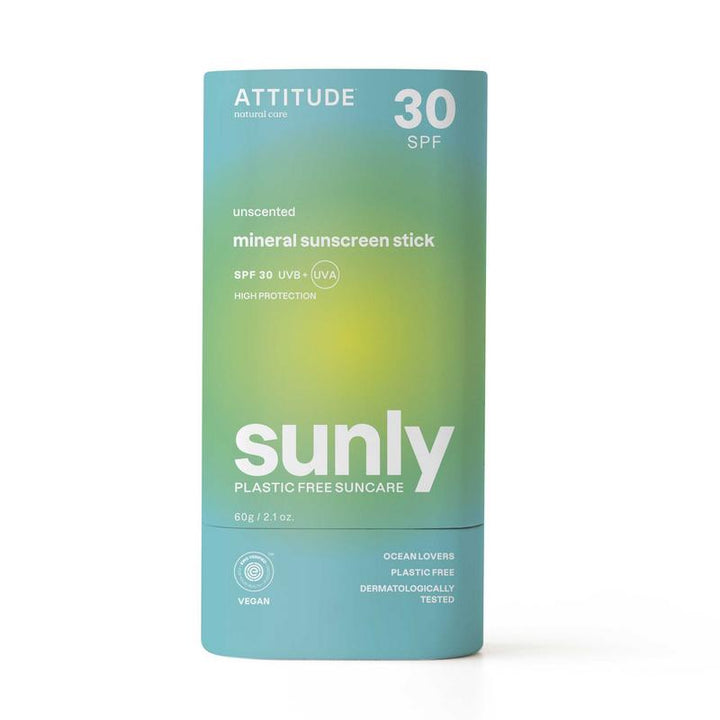 Parfumvrije zonnebrandstick SPF30 van Attitude Sunly, speciaal voor de gevoelige huid