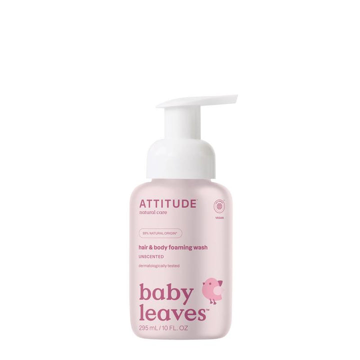 Parfumvrije 2-in-1 foaming wash van Babyleaves, zachte reiniging voor babyhaar en huid
