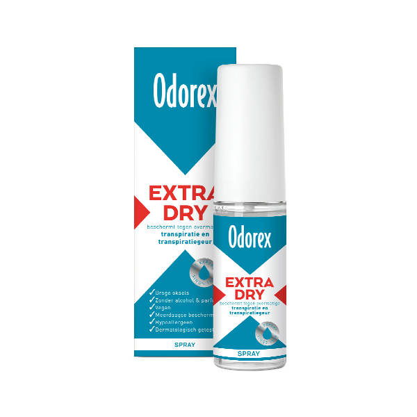 Odorex Extra Dry spray, effectieve bescherming tegen overmatig zweten, zonder parfum en alcohol