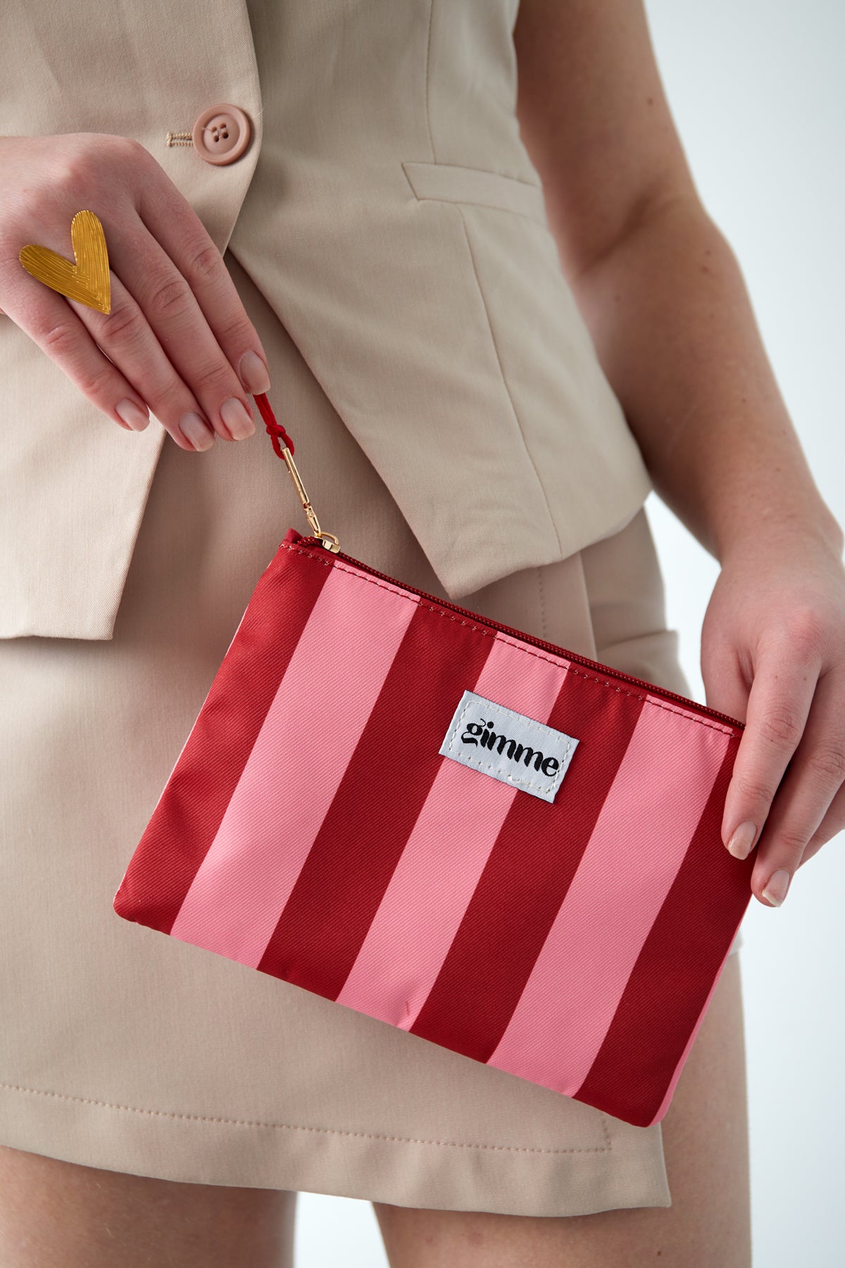 make-up tas streepjespatroon roze en rood