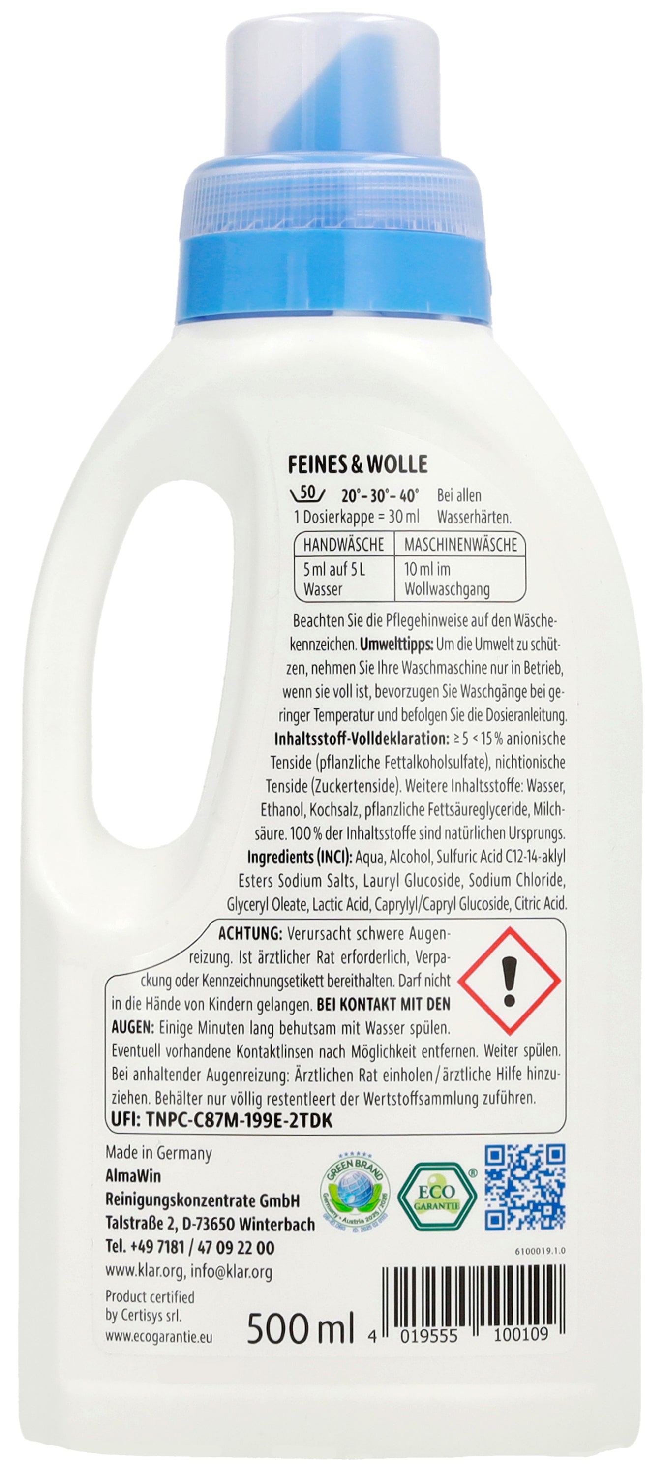 Klar Fijne Was & Wolwasmiddel (0,5 L)