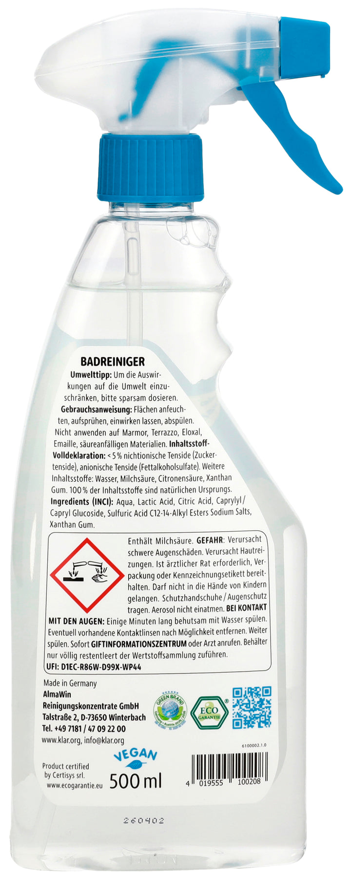 Klar Badkamerreiniger (0,5 L)