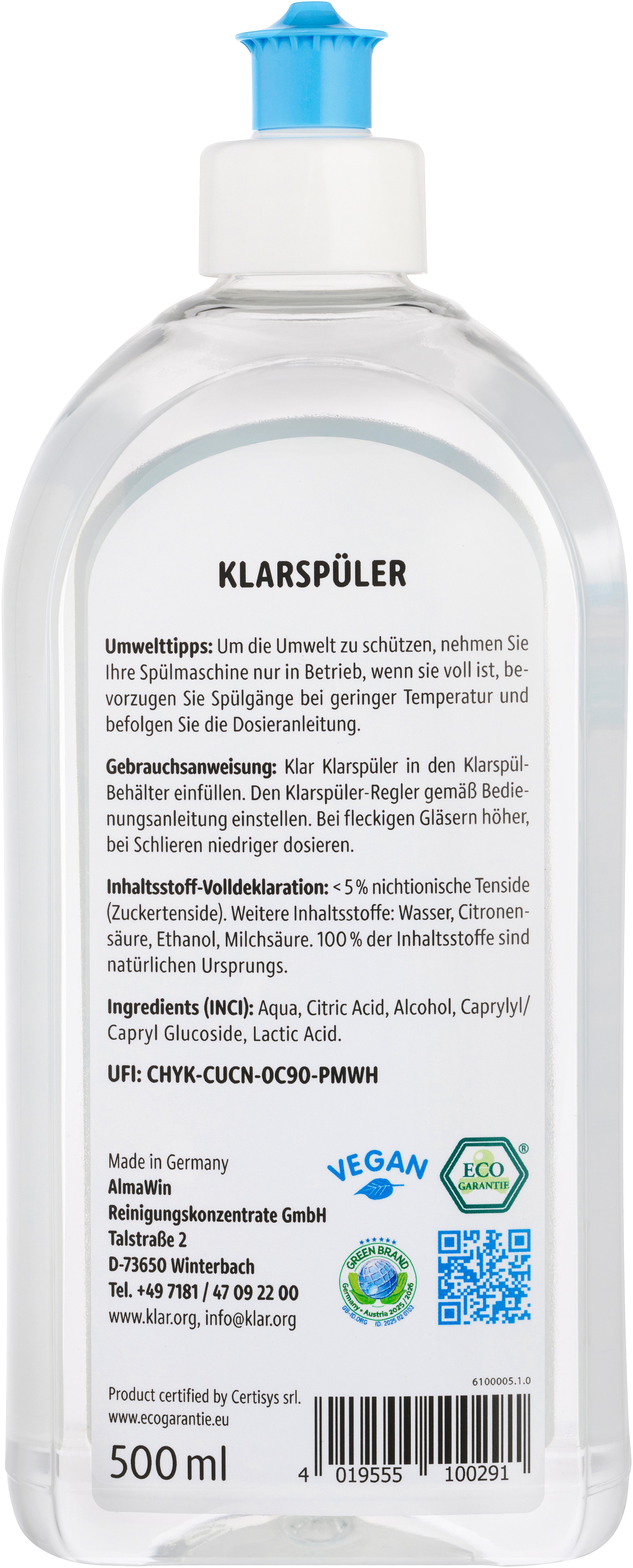 Klar Glansspoelmiddel (0,5 L)