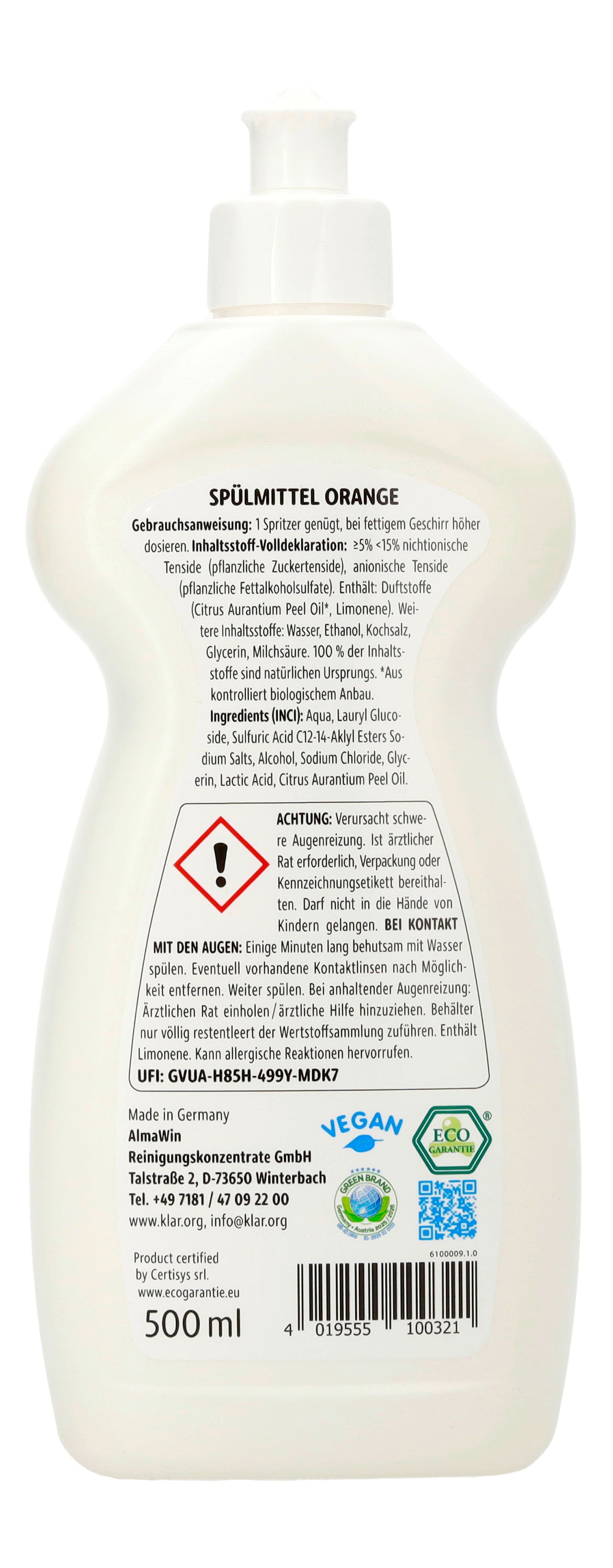 Klar Afwasmiddel Sinaasappel (0,5 L)