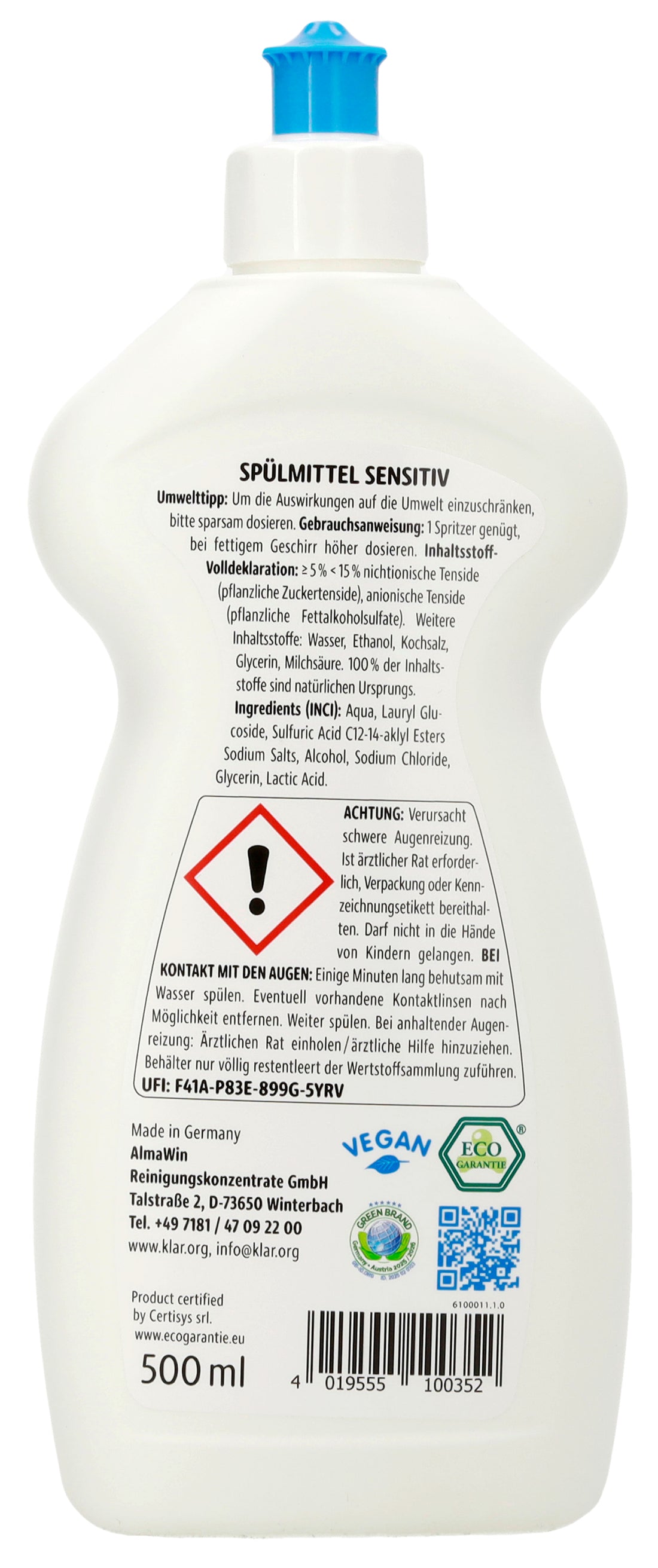 Klar Afwasmiddel Sensitive (0,5 L)