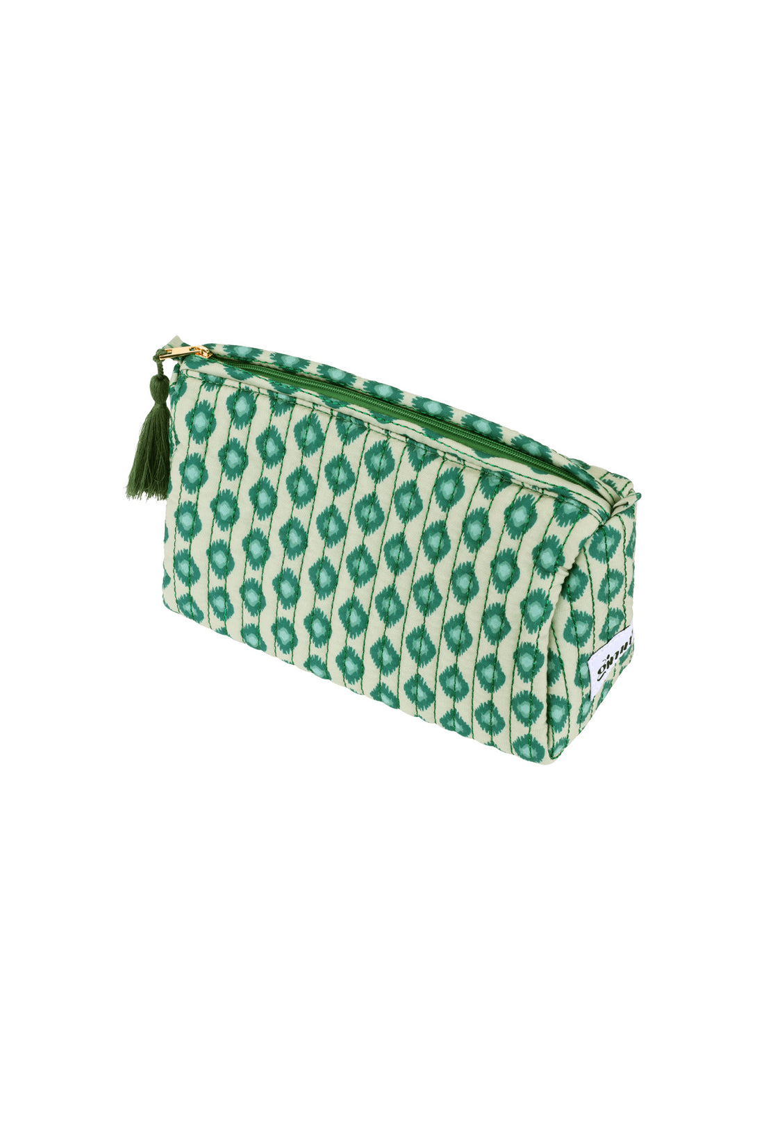 make-up tas donkergroen en lichtgroen patroon