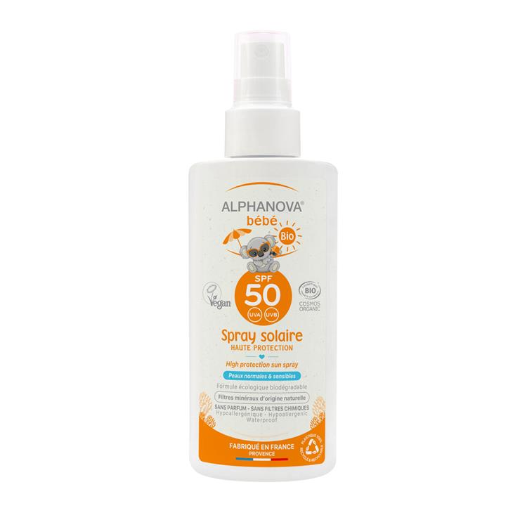 Alphanova Baby SUN BIO SPF 50 Bebe Hypo allergeen Spray (125 GR) - Parfumvrij