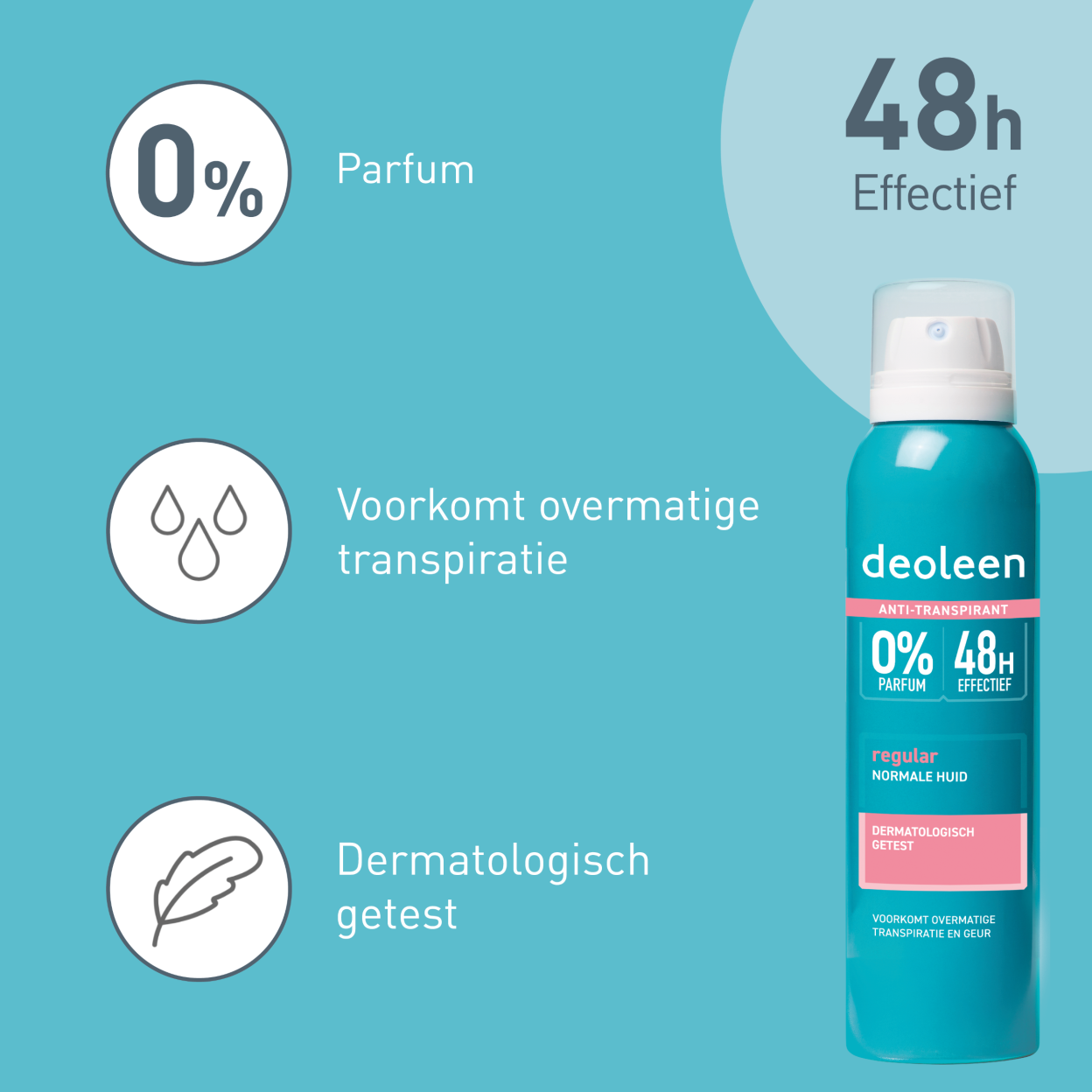 Deoleen Anti-transpirant Aerosol Regular (150 ML) - Parfumvrij