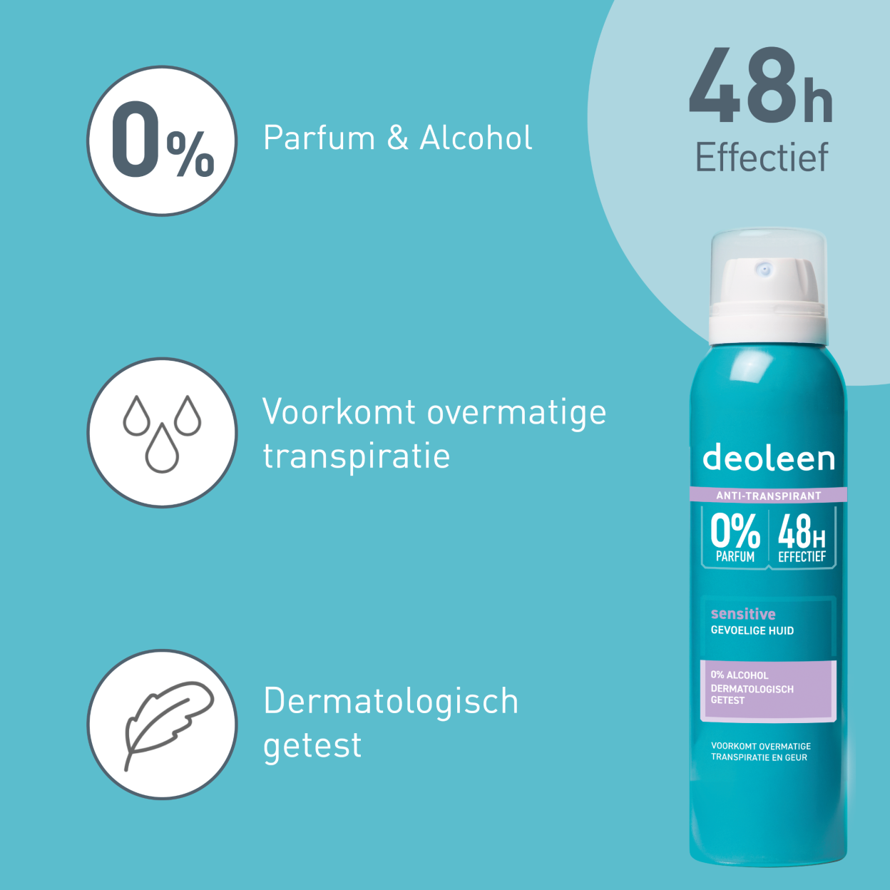 Deoleen Anti-transpirant Aerosol Sensitive (150 ML) - Parfumvrij