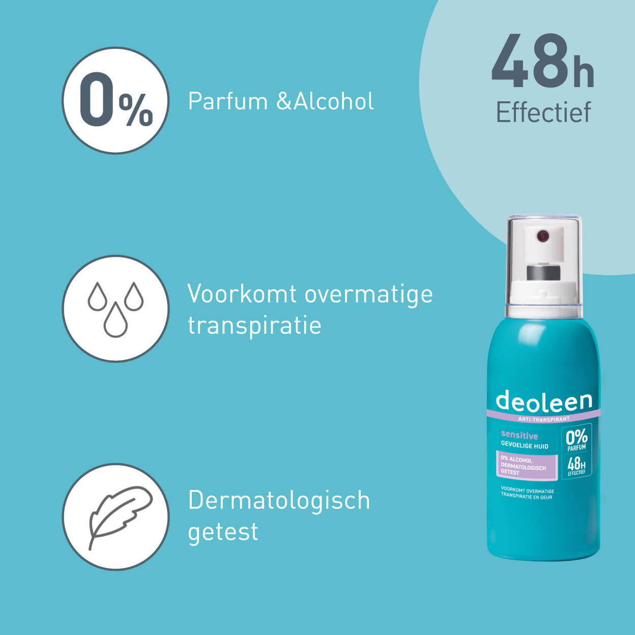 Deoleen Anti-transpirant Pompspray Sensitive (75 ML) - Parfumvrij