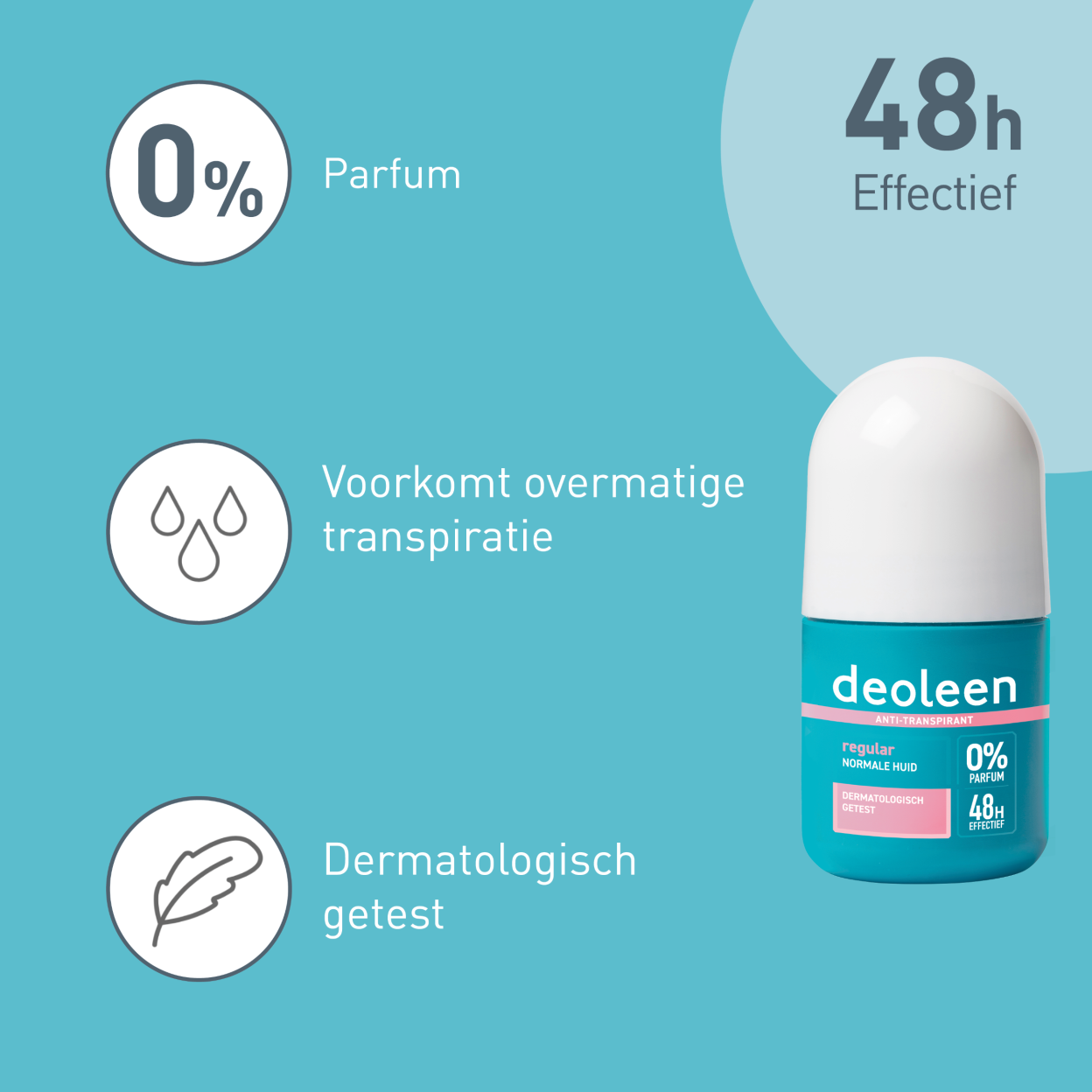 Deoleen Anti-transpirant Roller Regular (50 ML) - Parfumvrij