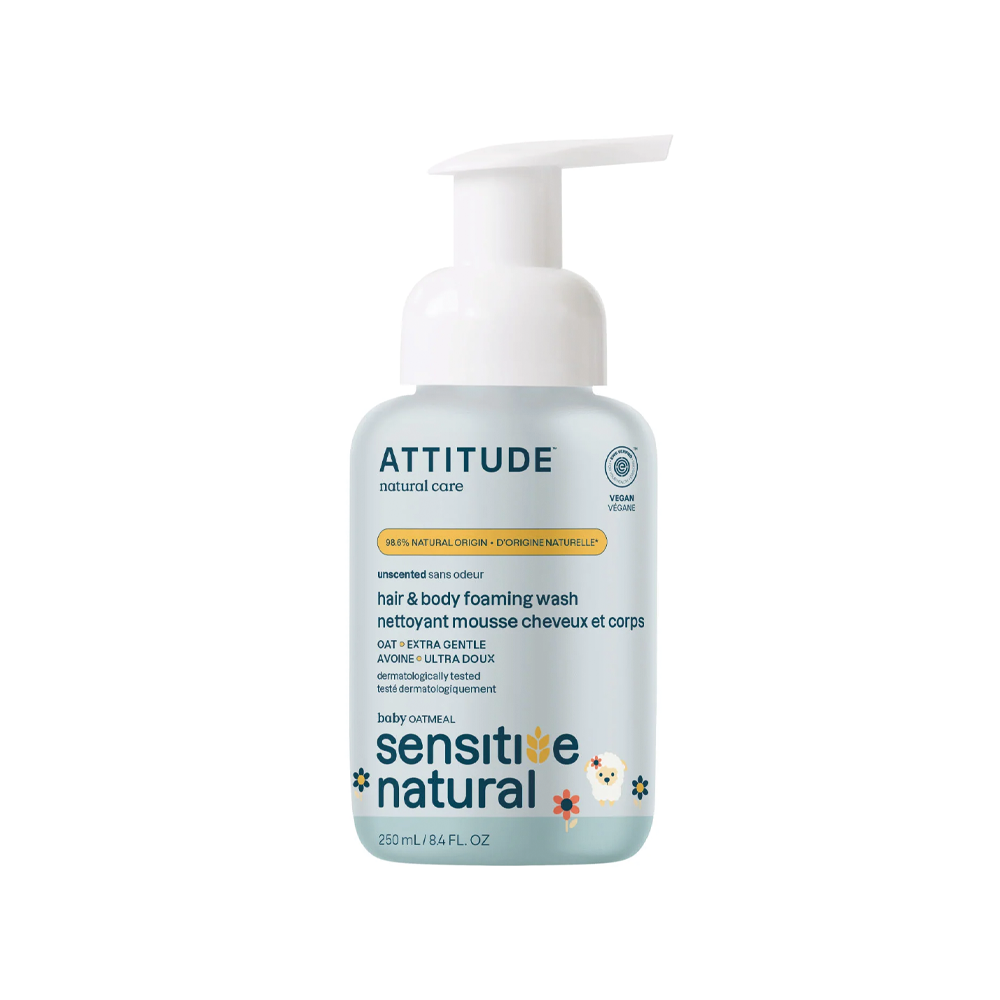 Attitude Sensitive Skin Schuimende Baby Haar & Body wash (250ML) Attitude