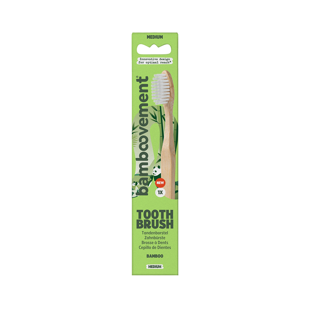Bamboovement Bamboe tandenborstel Medium White (1 ST) Bamboovement