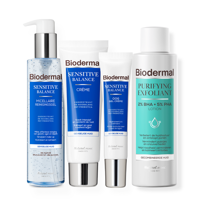 Parfumvrije skincare routine van Biodermal voor de gevoelige huid