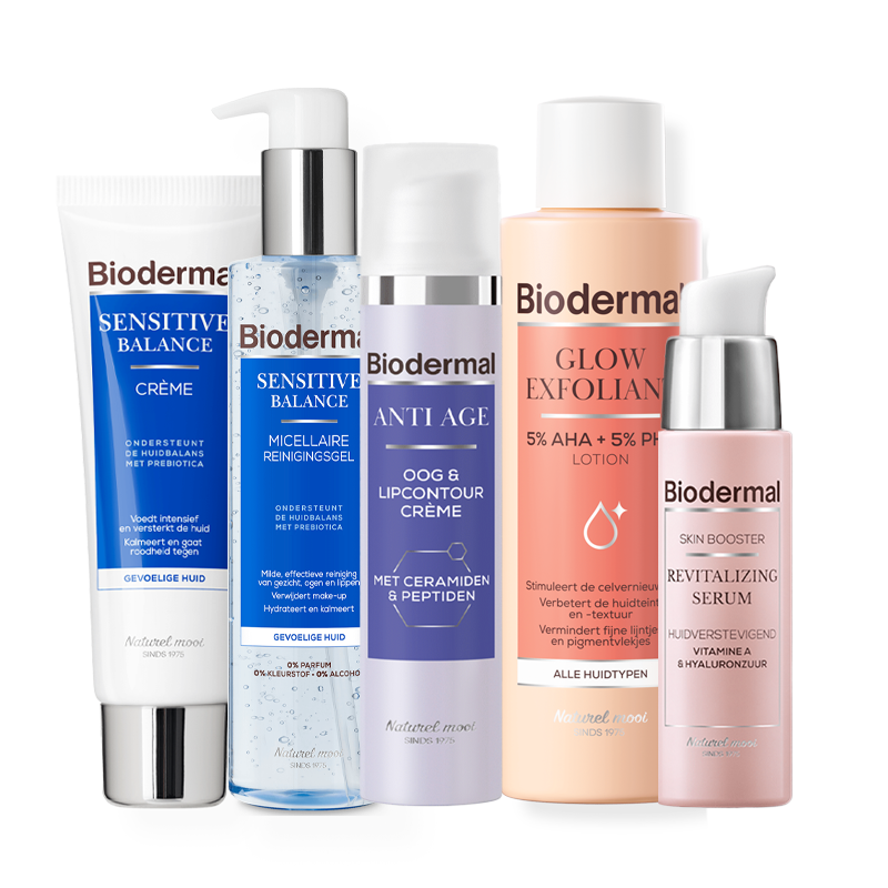 Skincare routine zonder parfum van Biodermal specifiek voor anti age