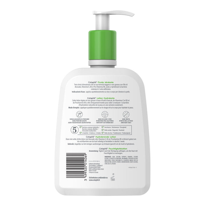 Cetaphil moisturizer lotion Achterkant etiket
