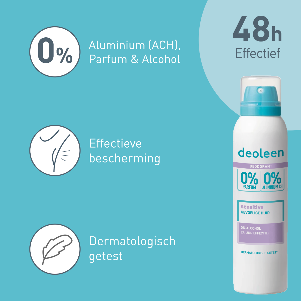 Deoleen Deodorant Aerosol Sensitive 0% (150 ML) - Parfumvrij