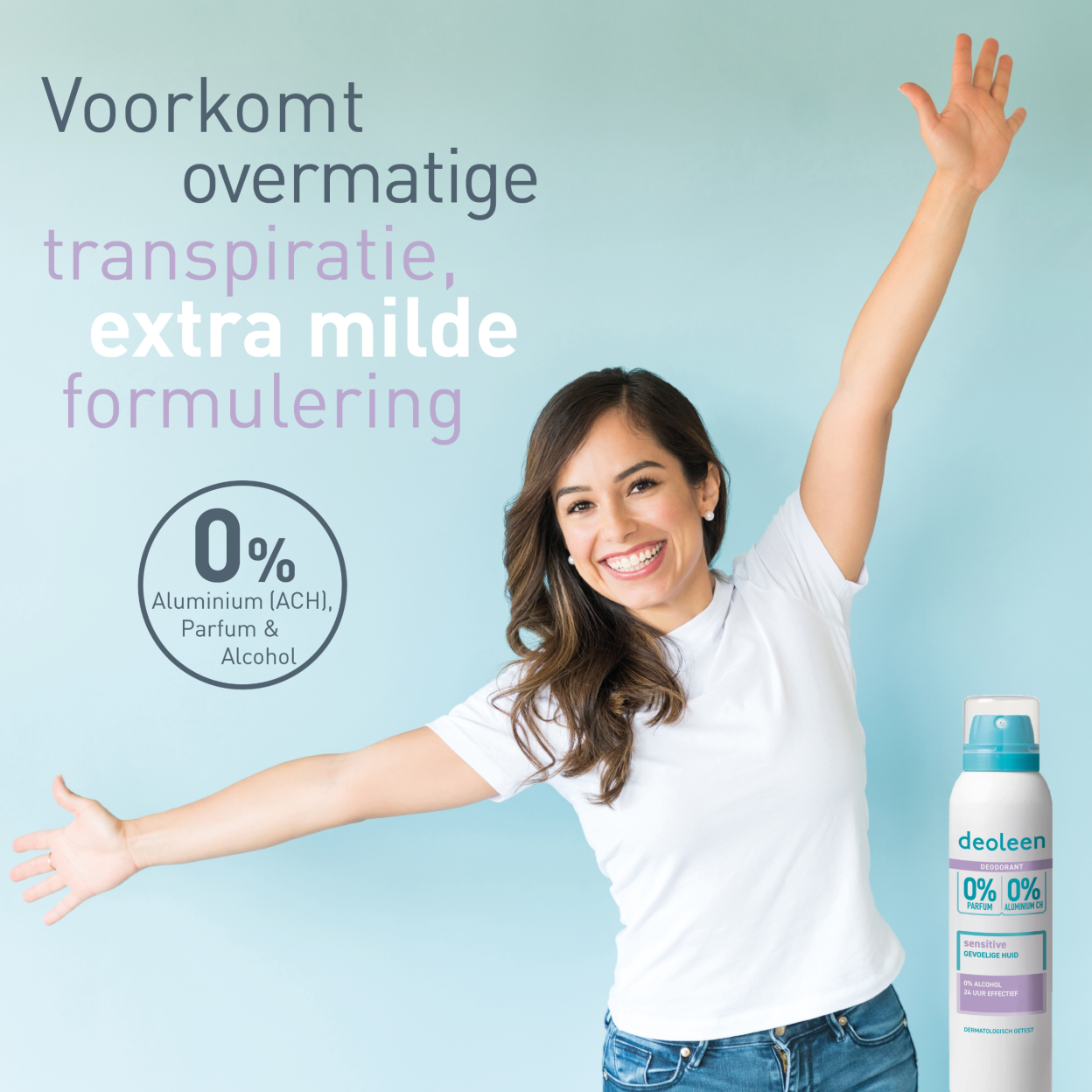 Deoleen Deodorant Aerosol Sensitive 0% (150 ML) - Parfumvrij