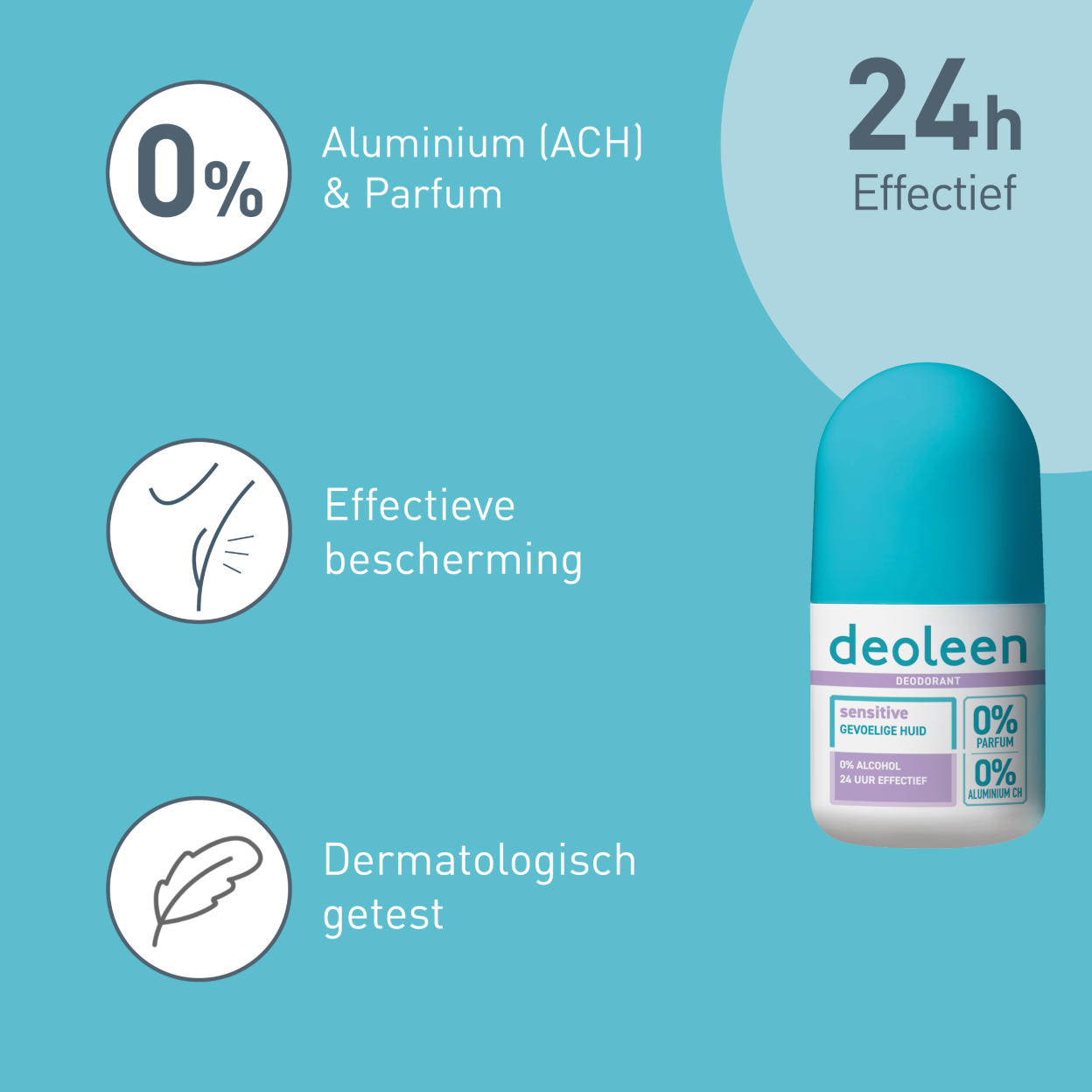 Deoleen Deodorant Roller Sensitive 0% (50 ML) - Parfumvrij