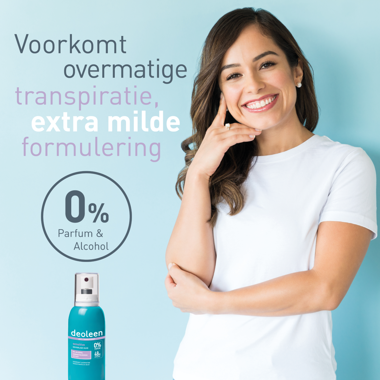 Parfumvrije anti-transpirant pompspray Sensitive, mild en huidvriendelijk