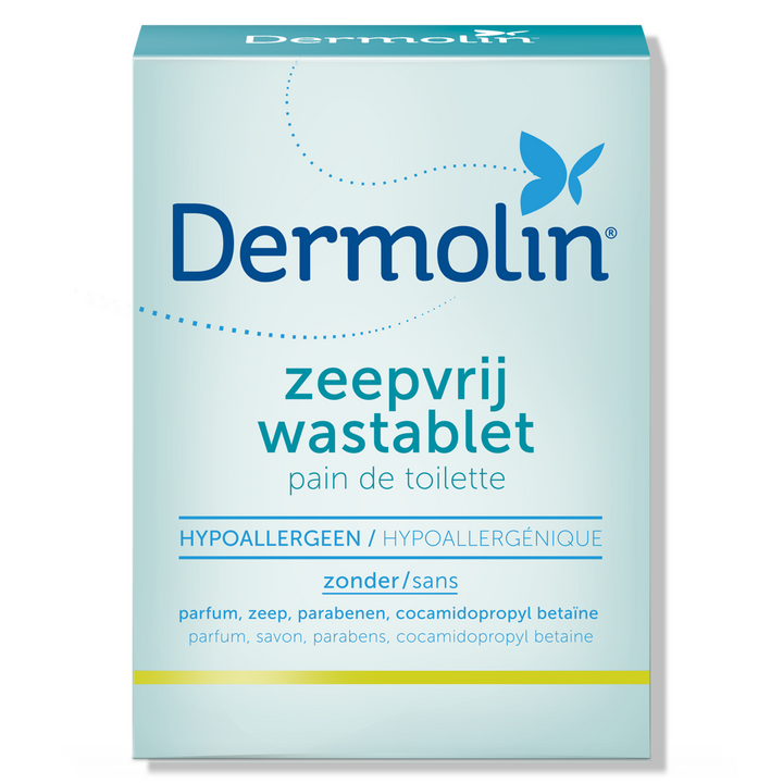 Dermolin wastablet parfumvrij en zeepvrij, milde reiniging voor de gevoelige huid
