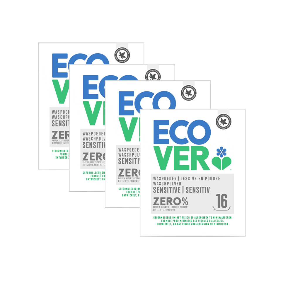 4x Ecover Zero Sensitive Waspoeder (1,2kg) Ecover