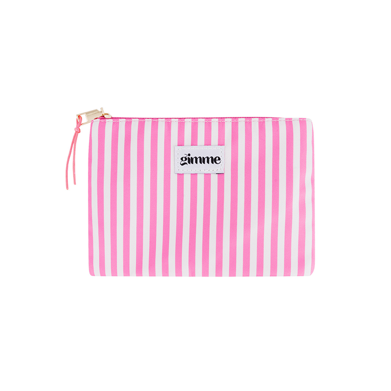 Gimme gestreepte platte lichtroze toilettas - Parfumvrij