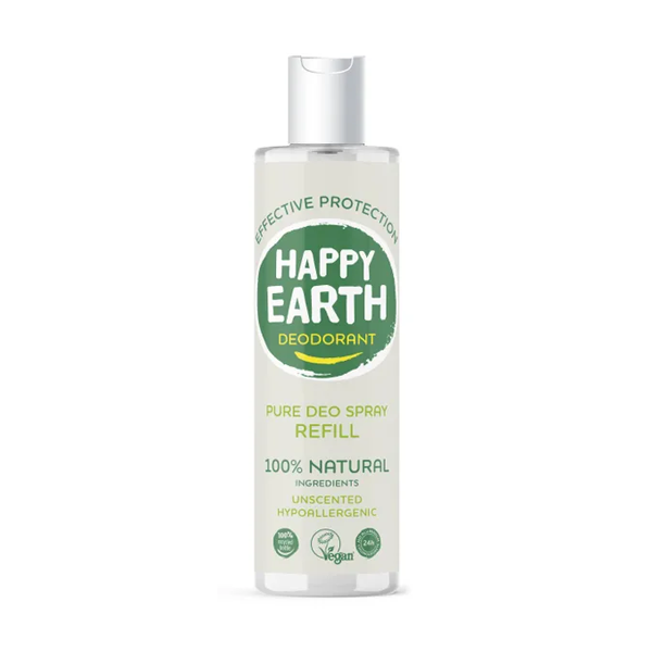 Happy Earth Pure deodorant spray unscented refill (300 ML) - Parfumvrij