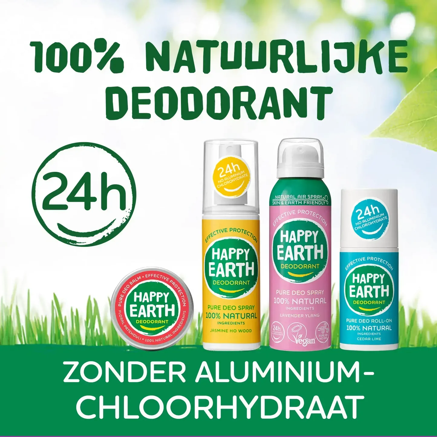 Happy Earth Pure deodorant spray unscented refill (300 ML) - Parfumvrij