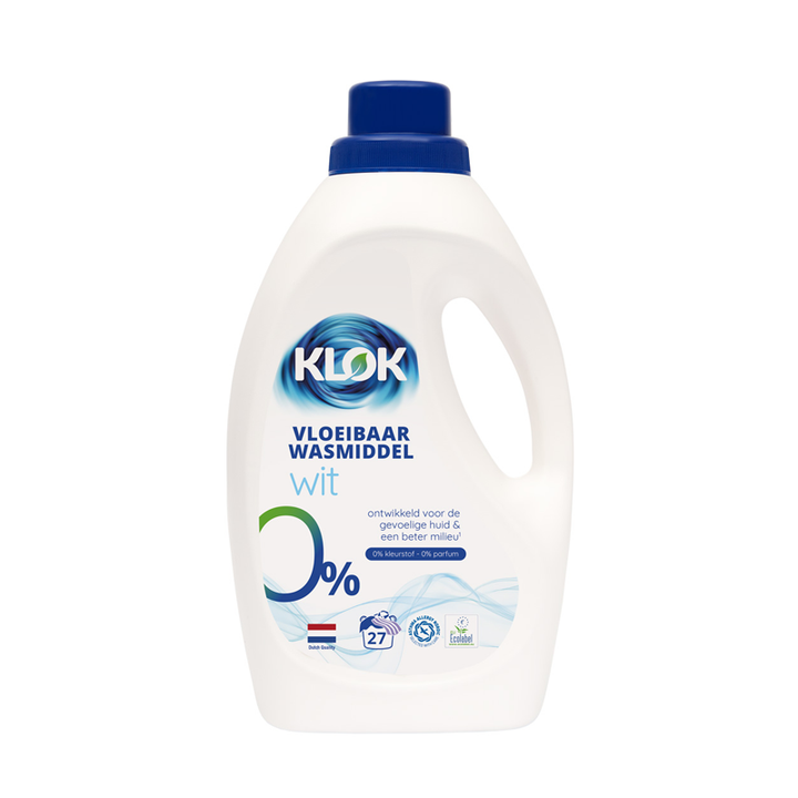 Klok Eco Vloeibaar Wasmiddel Wit parfumvrij 27 Wasbeurten