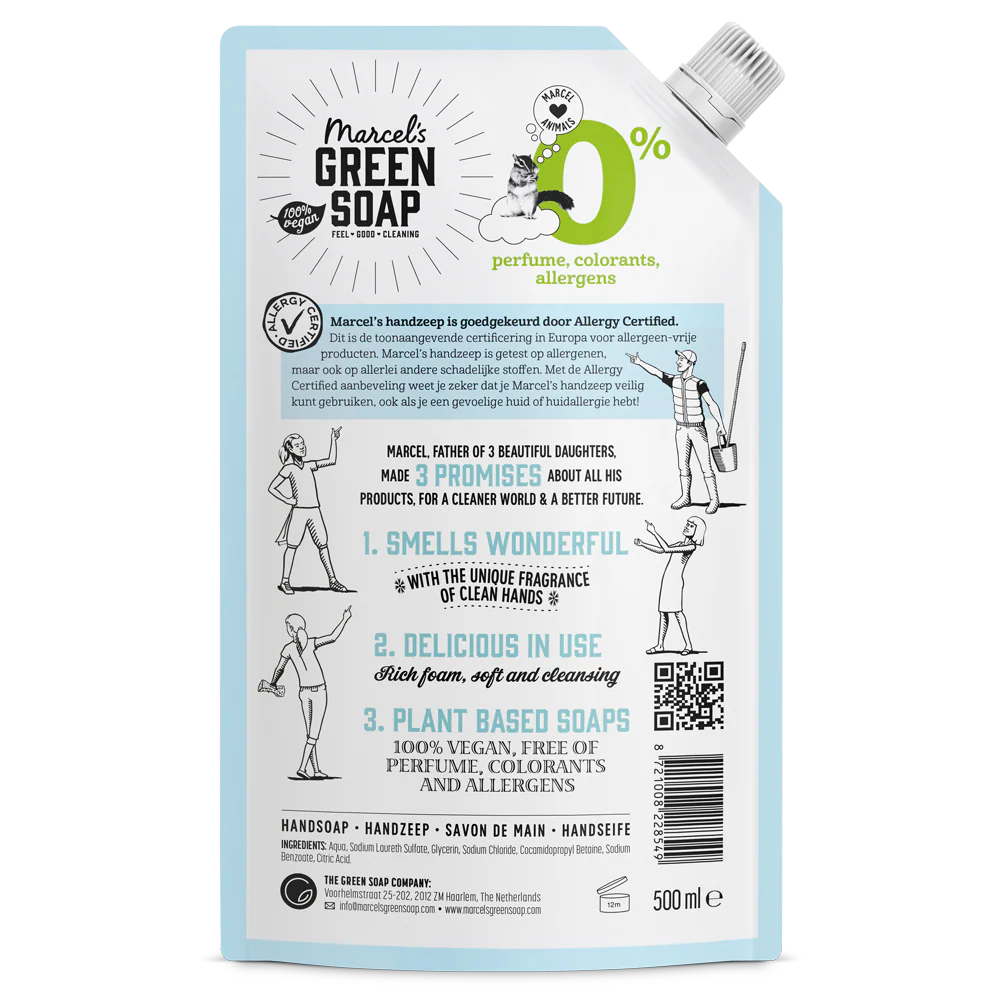 Marcel's Green Soap Handzeep 0% navulling (500 ML) - Parfumvrij
