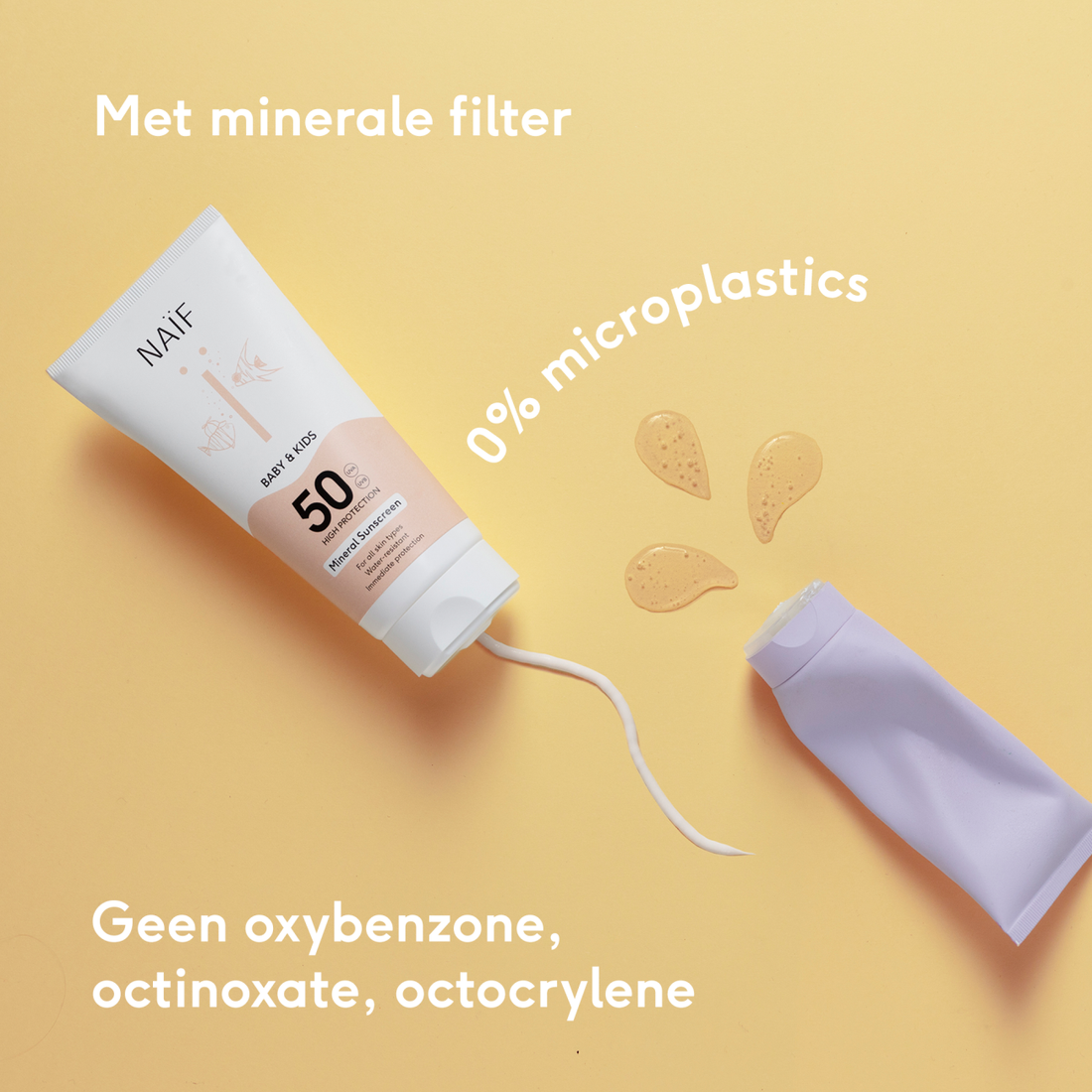 Naif zonnebrand uitleg over 0 microplastic
