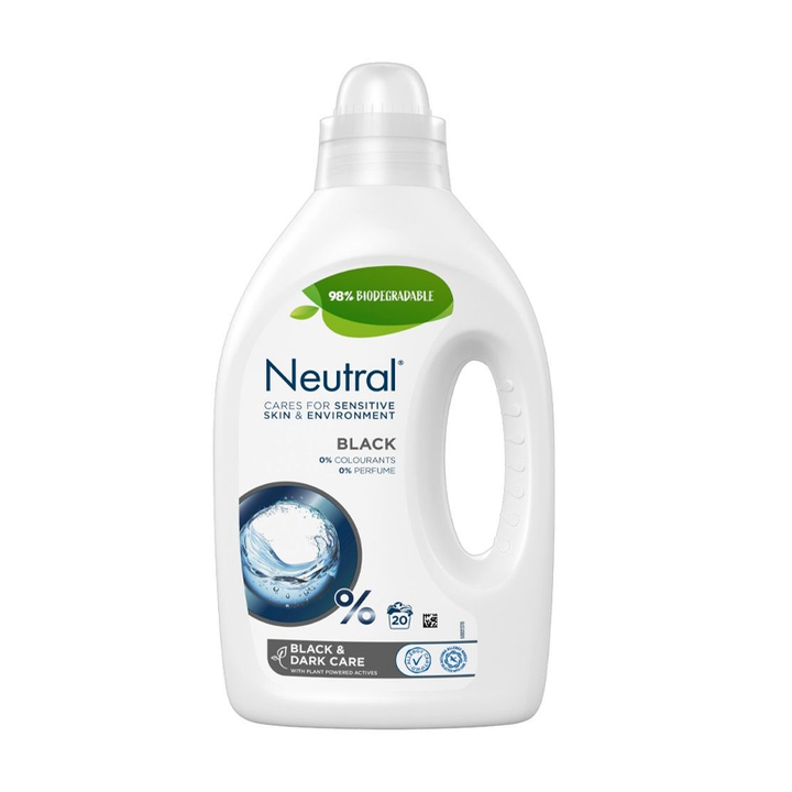 Neutral Vloeibaar Wasmiddel Zwart parfumvrij (1 L)