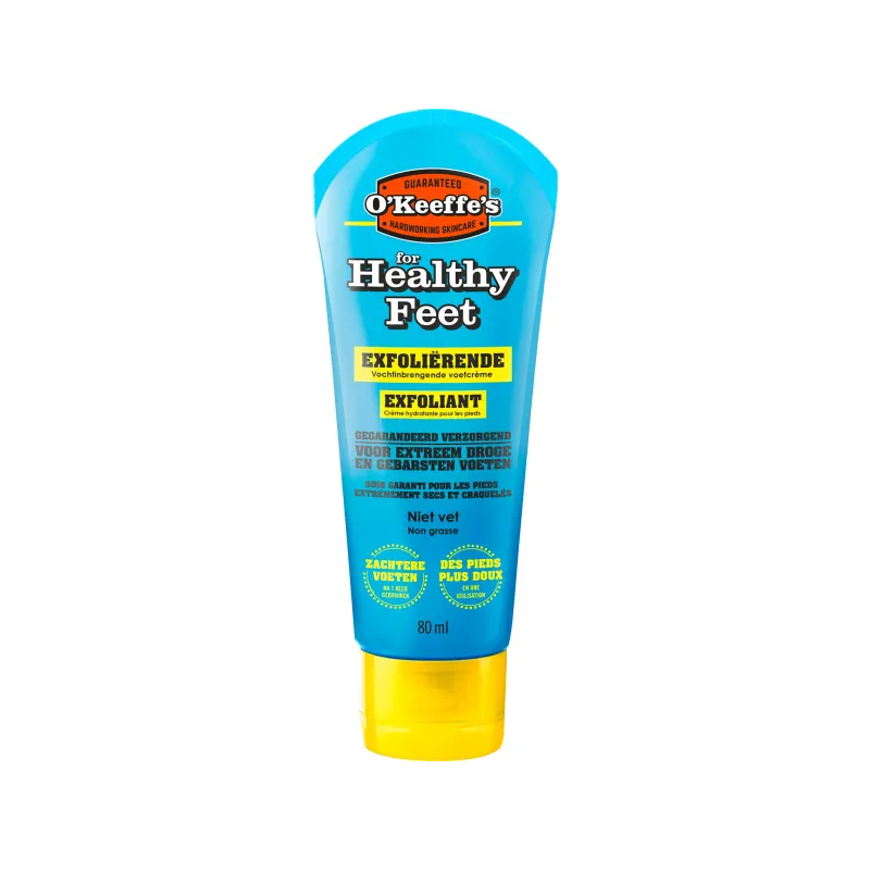 O'keeffe's voetencreme met exfoliant voor extreem droge en gebarsten voeten. Parfumvrije formule.