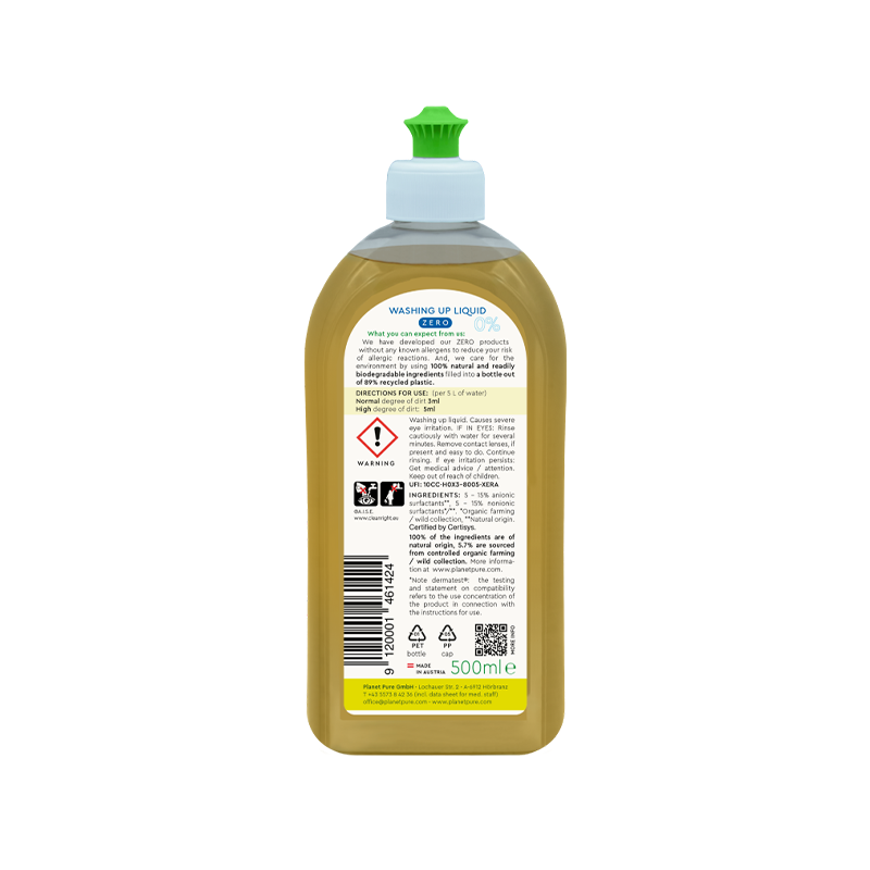 Planet Pure Afwasmiddel 0% Zero (500 ML)