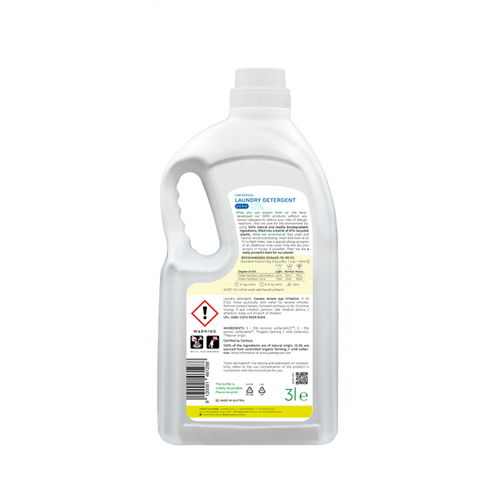Planet Pure Universeel vloeibaar wasmiddel 0% parfumvrij ZERO 3L