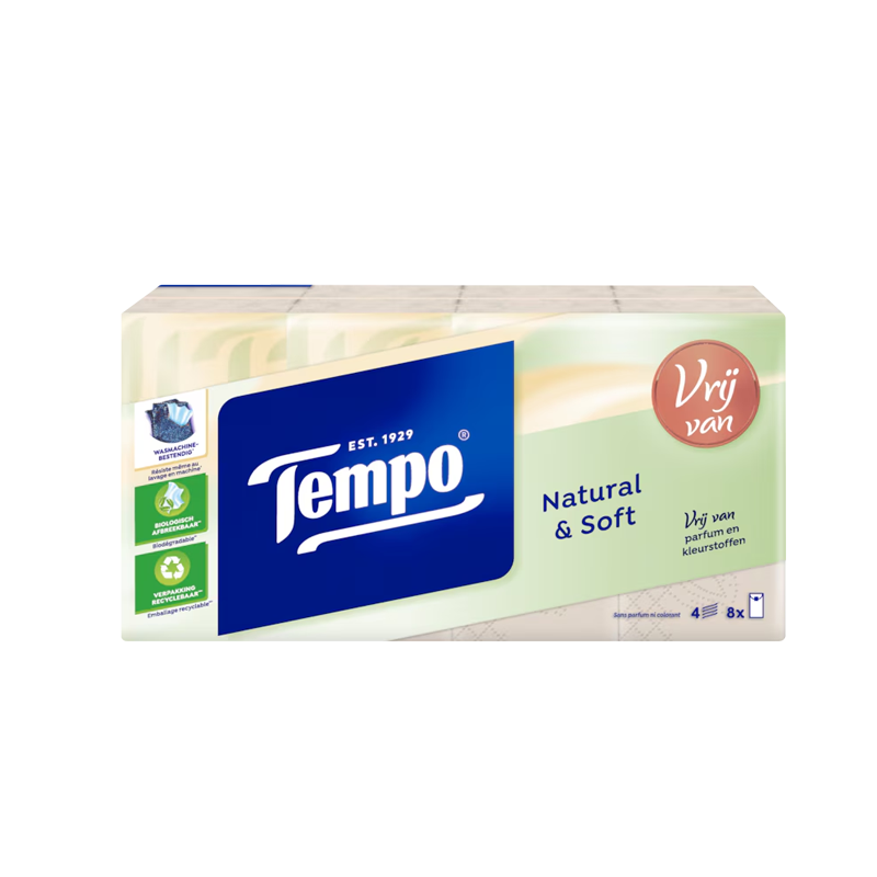 Tempo Soft & sensitive parfumvrij (8x9 Stuks) - Parfumvrij
