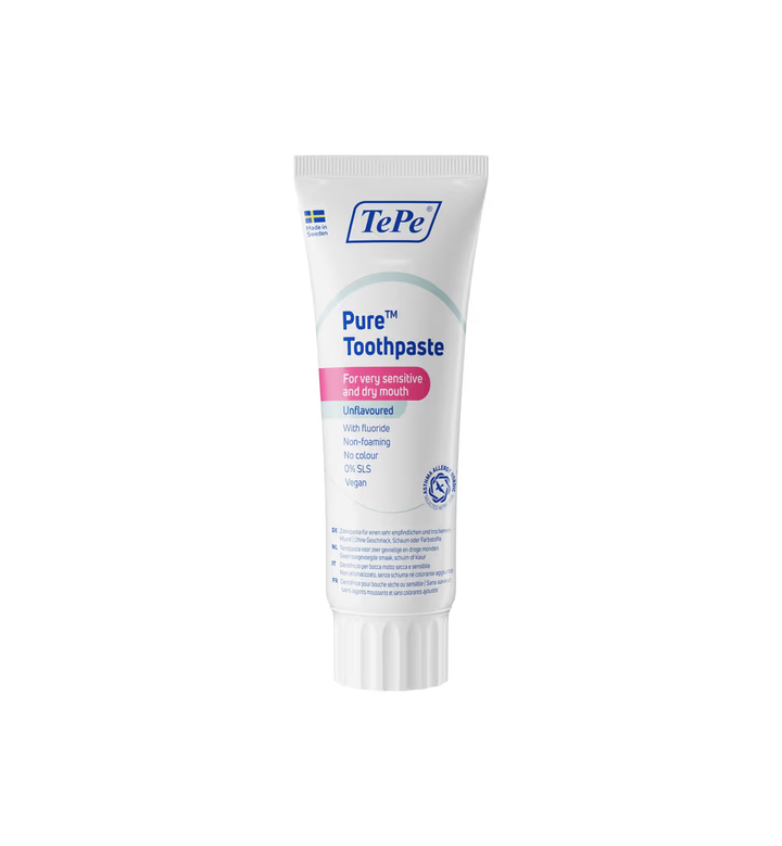 TePe Pure Tandpasta voor een droge mond zonder smaak (75 ML)