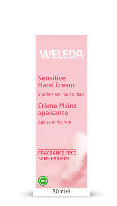 Handcreme zonder parfum van Weleda voor gevoelige huid op de handen