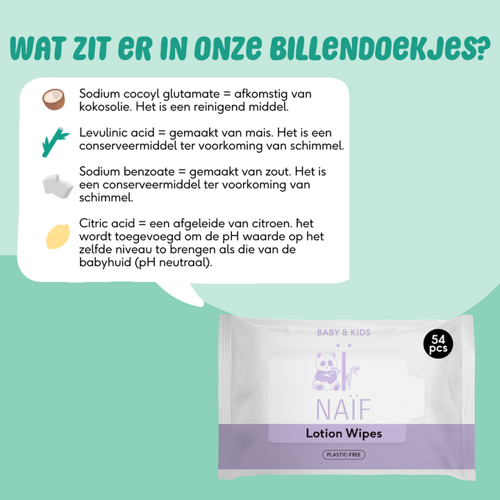Naïf Plasticvrije Lotion Billendoekjes voor Baby & Kids (24x54 ST)