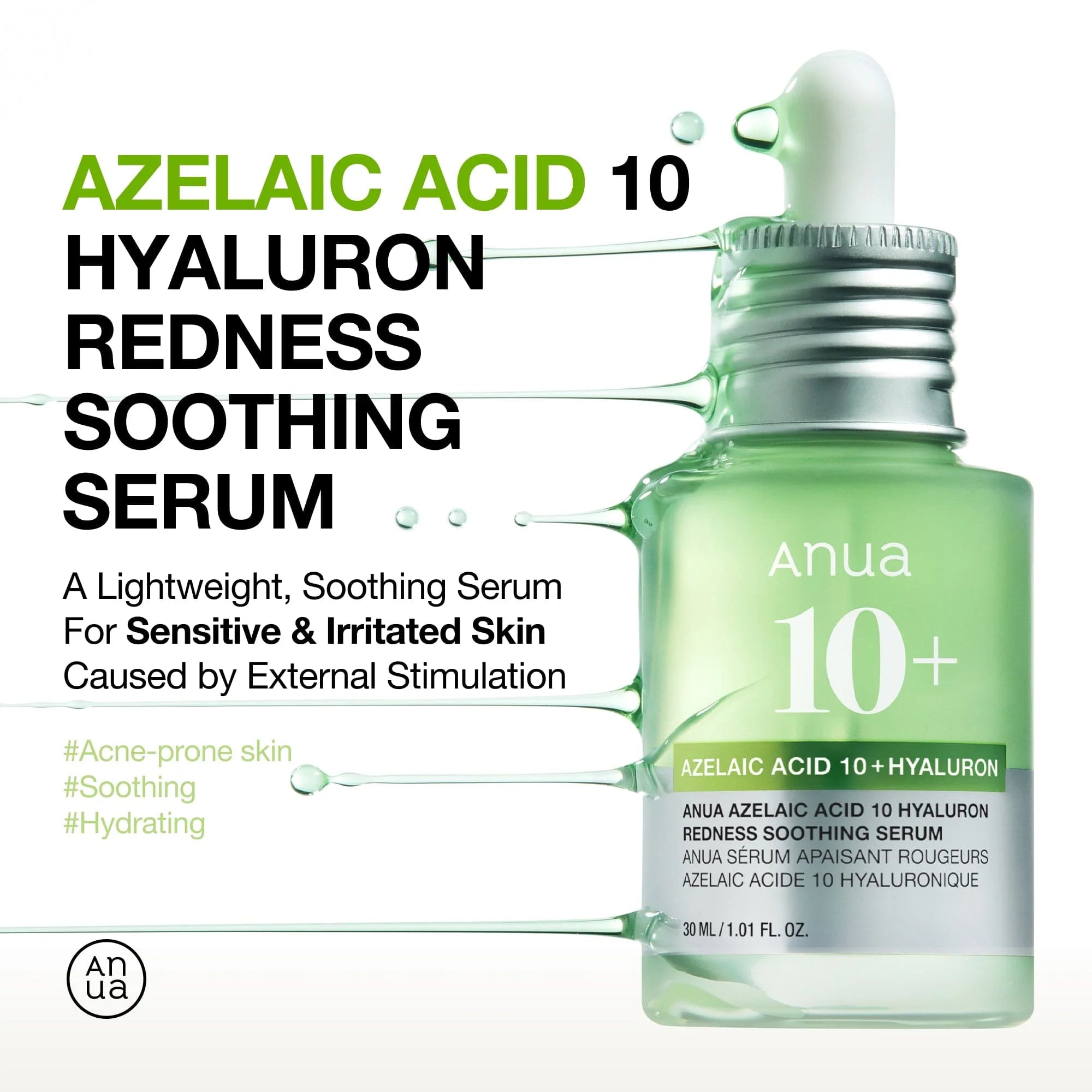 ANUA Azelaic Acid 10 Hyaluron Redness Soothing Serum (30 ML) ANUA