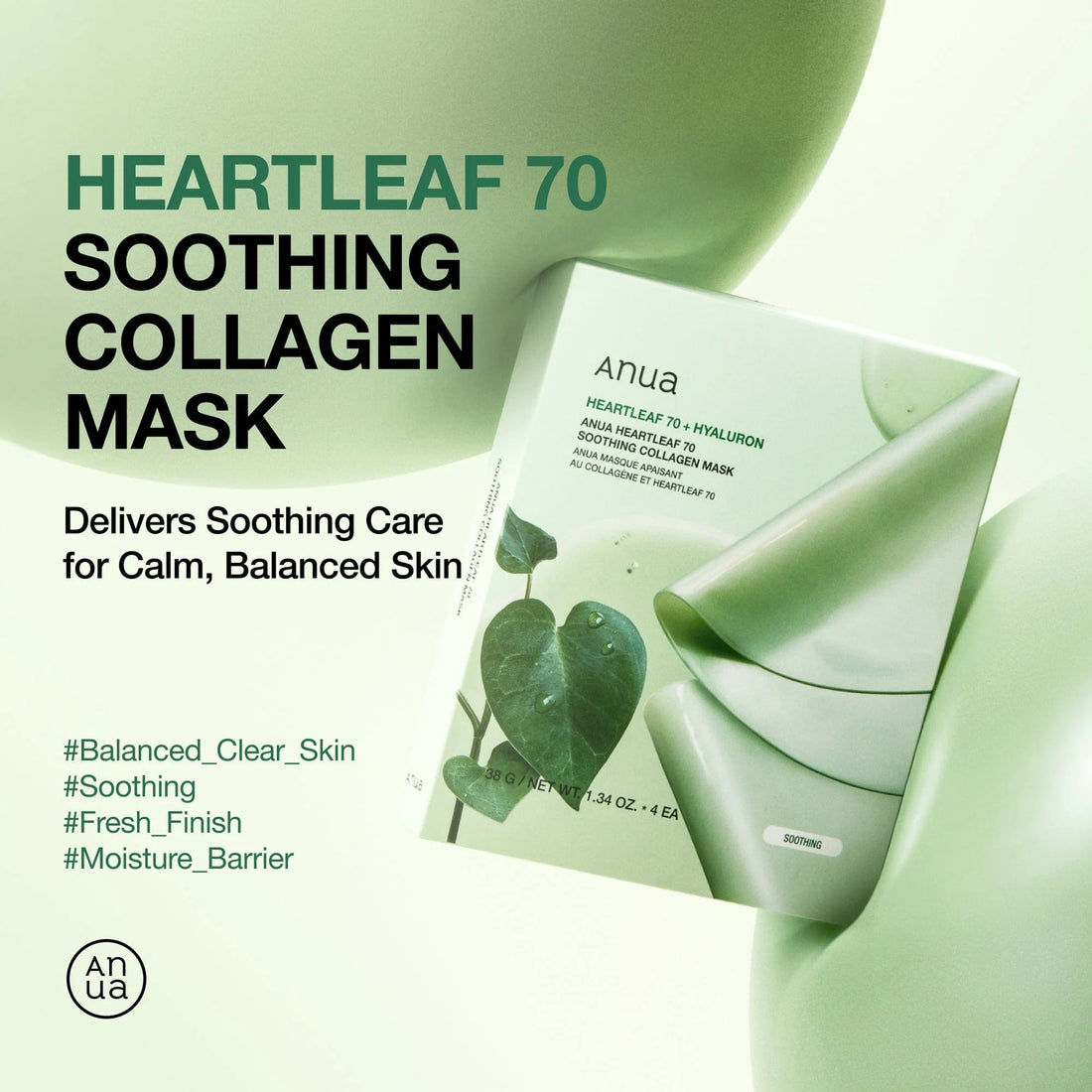ANUA Heartleaf 70 Soothing Collagen Mask (4x38GR) ANUA