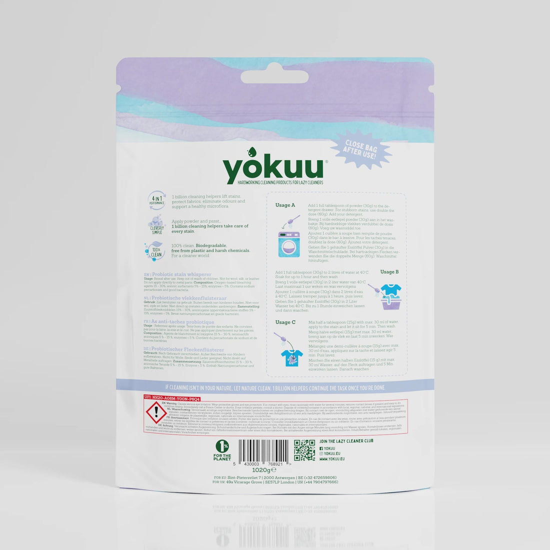 Yokuu 4 in 1 Probiotische Vlekkenfluisteraar voor Witte Was (360 GR)